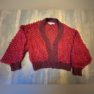 NWOT Cecilia Prado Women's Burgundy Textured Cropped Sweater